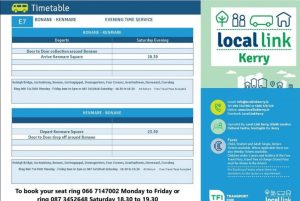 The Local Link Kerry Bonane to Kenmare time table.
