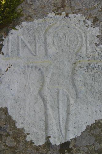 Detail of hand-carved 19th century headstone